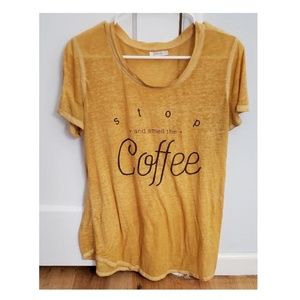 Stop & Smell the Coffee Graphic Large T-Shirt top